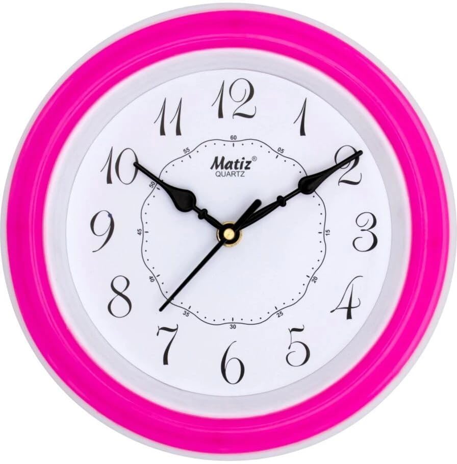 Matiz Analog 30 cm X 30 cm Wall Clock | Brown | with Glass | Standard| 107 Pink