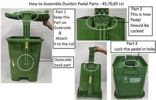 Aristo Plastic Pedal Garbage Waste Dustbin 70 LTR RED & RED - Image 6