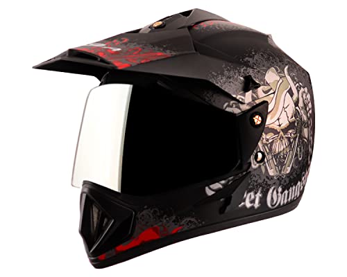 VEGA Off Road Gangster Full Face Helmet Dull Black Red, Size: M(57-58 cm)