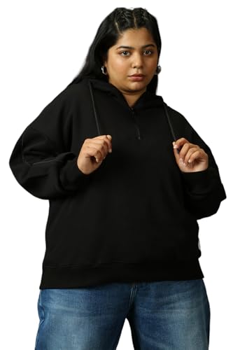 High Star Women Solid Cotton Regular Fit Hood Long Sleeve Sweatshirts
