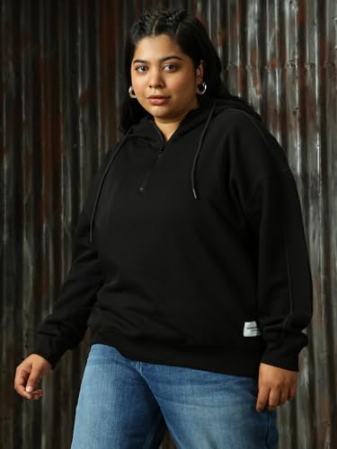 High Star Women Solid Cotton Regular Fit Hood Long Sleeve Sweatshirts - Image 4