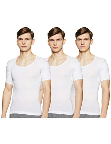 Rupa Jon Half Sleeves Vest for Men, 100% Cotton, Round Neck, White, Pack of 3