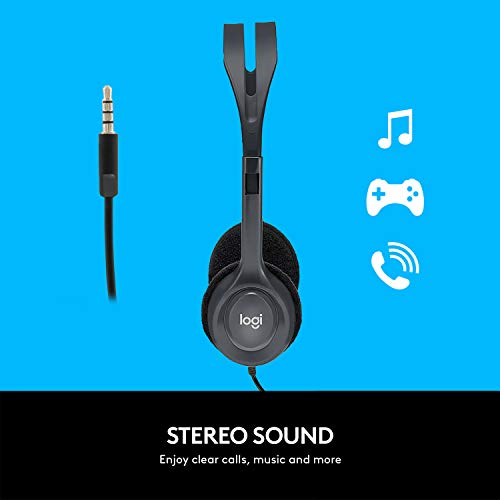 Logitech H111 Wired On Ear Headphones With Mic Black - Image 3