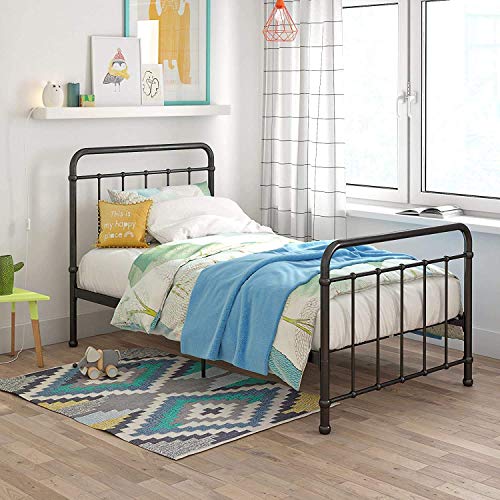 APRODZ Marks Twin Size Metal Bed (Metal - Black Powdercoated)