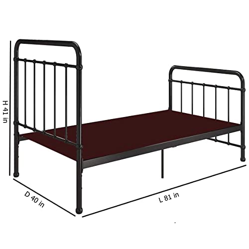 APRODZ Marks Twin Size Metal Bed (Metal - Black Powdercoated) - Image 2