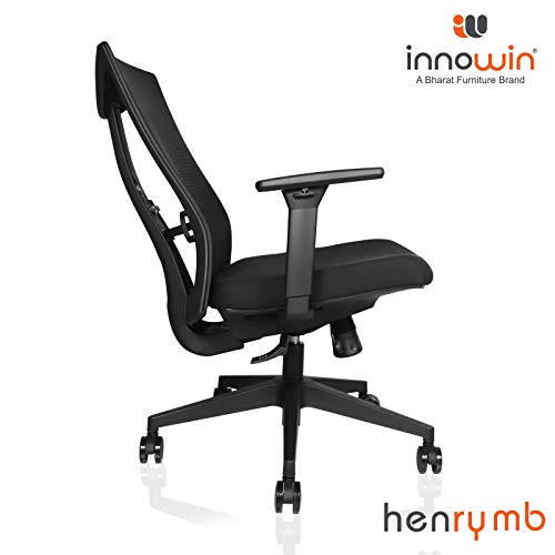 INNOWIN Henry Medium Back Ergonomic Office (Black)| 3 Years Warranty - Image 4