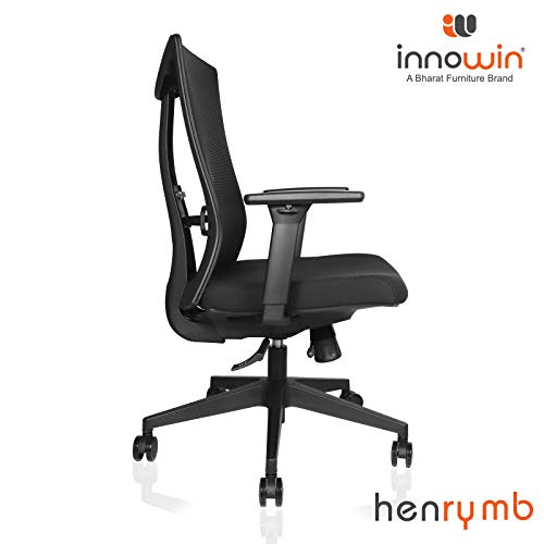 INNOWIN Henry Medium Back Ergonomic Office (Black)| 3 Years Warranty - Image 7