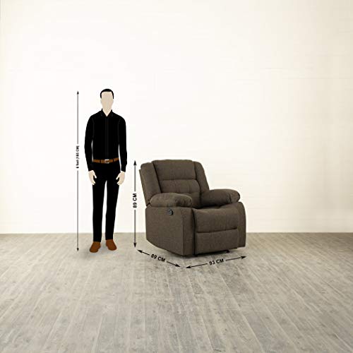Home Centre Zurich Next Fabric 1-Seater Standard Sofa Recliner - Brown - Image 5