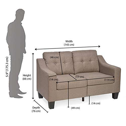 Nilkamal @Home By Zella 2 Seater Fabric Sofa In Dark Beige Finish - Image 2