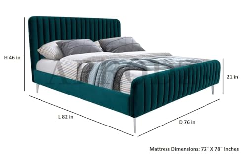 APRODZ Fluted Velvet Upholstered King