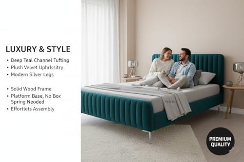 APRODZ Fluted Velvet Upholstered King