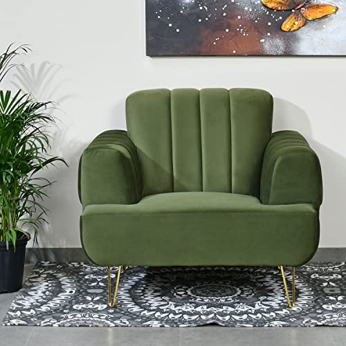 @home By Nilkamal Somerville 1 Seater Fabric Sofa (Olive Green)