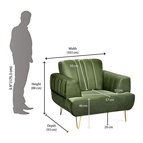 @home By Nilkamal Somerville 1 Seater Fabric Sofa (Olive Green) - Image 2
