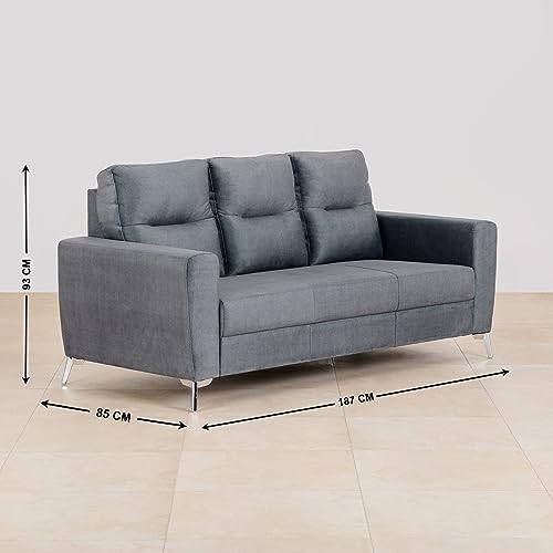 Helios Vive Fabric 3+1+1 Seater Sofa Set - Grey - Image 3