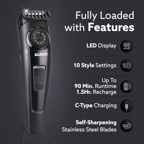 AGARO Beard Trimmer MT1122, 10