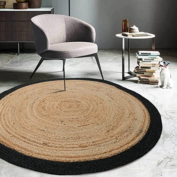 2x2 feet Round Jute Black