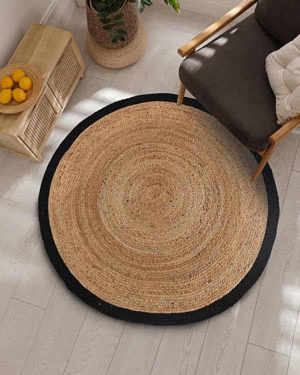 2x2 feet Round Jute Black