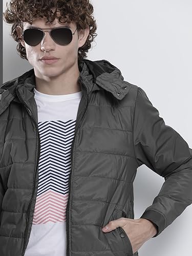 The Indian Garage Co Men Slim Fit Solid Puffer Jackets - Image 2