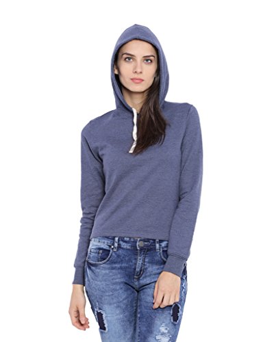 Campus Sutra Women Black Crop Hoodie