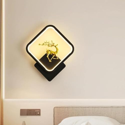 Metal LED Stag Wall Lamp (Stag Square), Black