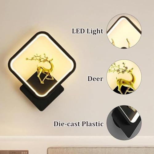 Metal LED Stag Wall Lamp (Stag Square), Black - Image 3