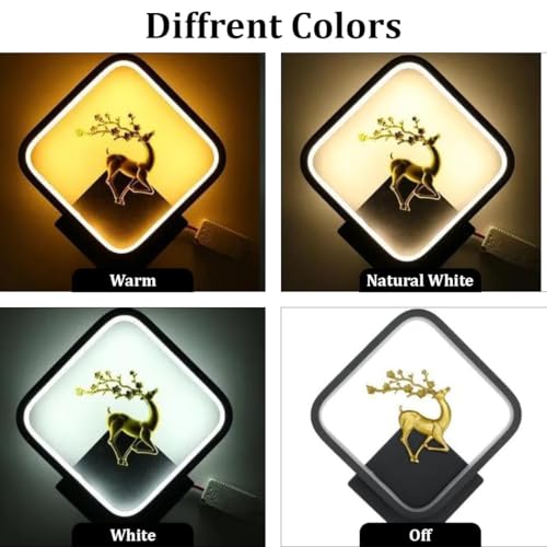 Metal LED Stag Wall Lamp (Stag Square), Black - Image 4