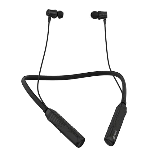 AROMA NB124 Blynk Wireless Neckband – Up to 100H Playtime | ENC | Voice Changer | Fast Charging (Metallic Black)