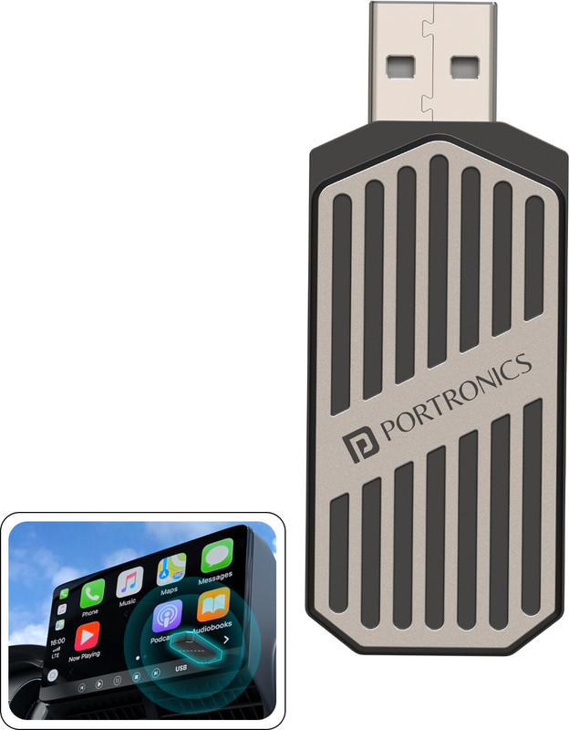 Portronics v5.0 Car Bluetooth Device with Audio Receiver(Black)