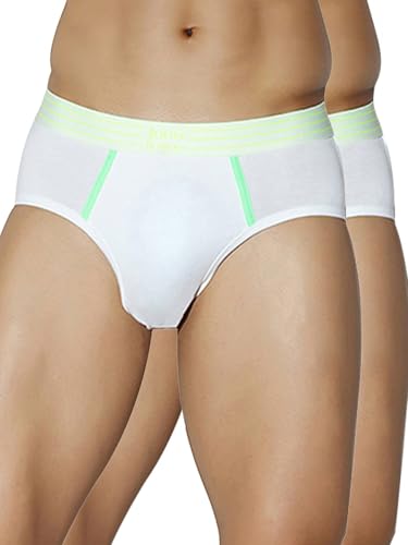 John Players Pack of 2 Cotton Brief Underwear for Men with Striped Waistband