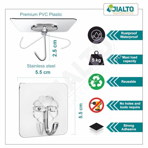 JIALTO 10 Pcs Adhesive Hooks
