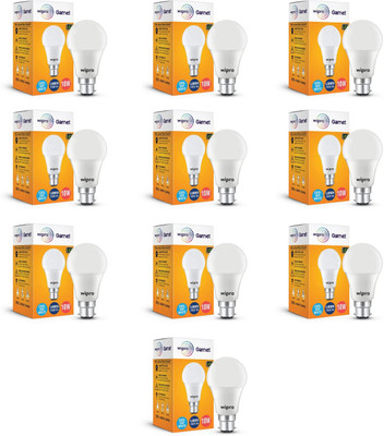 WIPRO 10 W Basic Standard B22 LED Bulb (White, Pack of 10) - Image 2