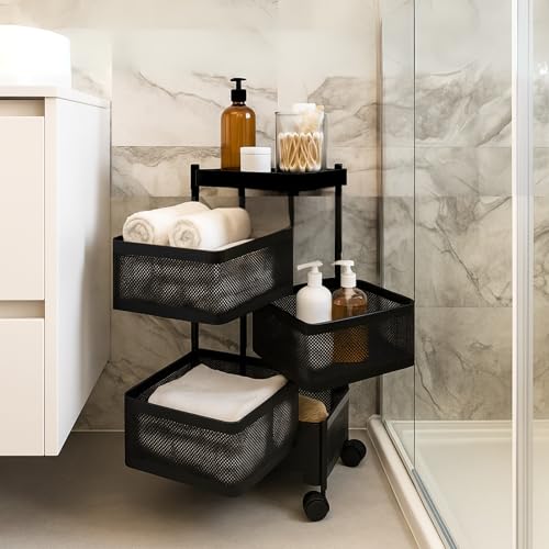 4-Layer Revolving Square Storage Trolley
