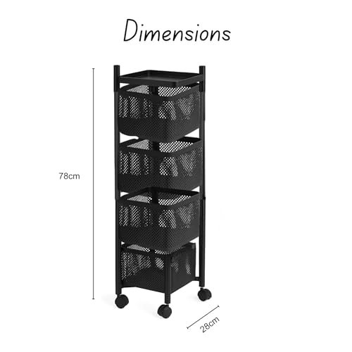 4-Layer Revolving Square Storage Trolley