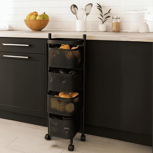 4-Layer Revolving Square Storage Trolley