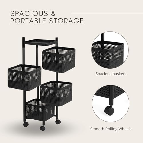 4-Layer Revolving Square Storage Trolley