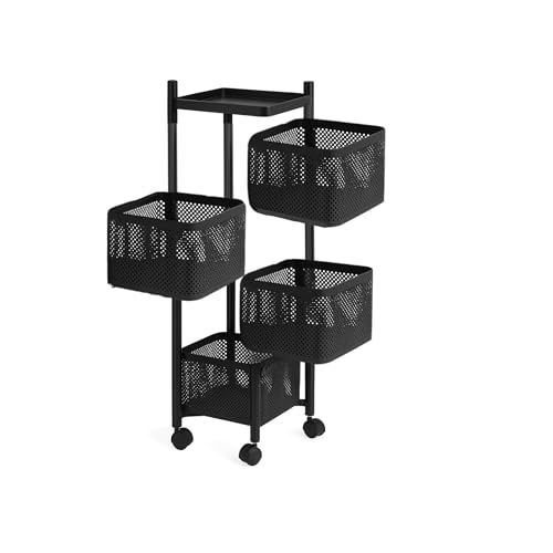 4-Layer Revolving Square Storage Trolley