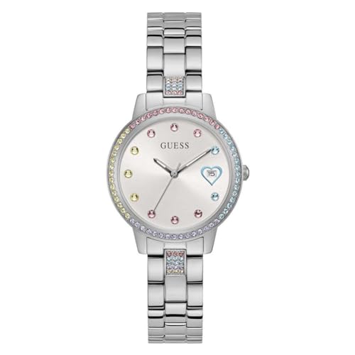 GUESS Women's 34mm Watch - Rose Gold Tone Bracelet White Dial Rose Gold Tone Case