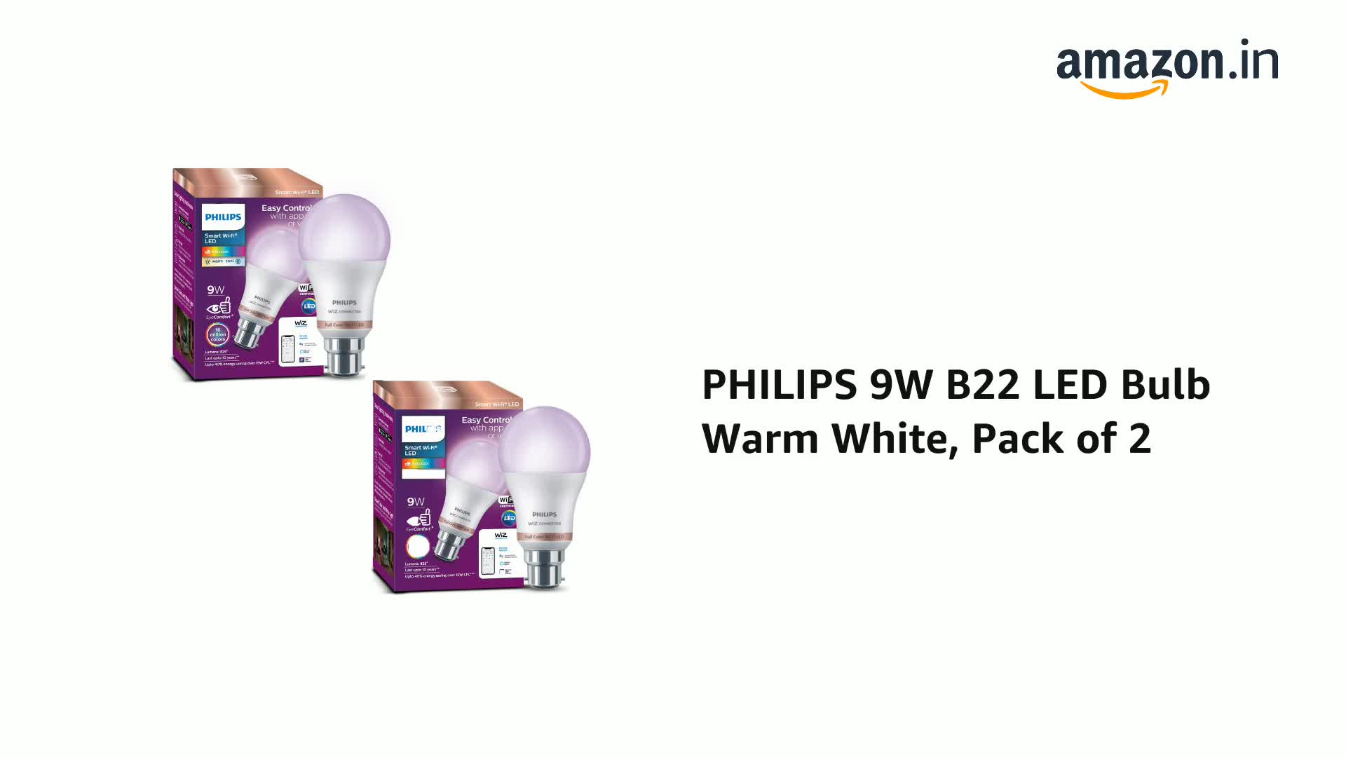 PHILIPS 9W B22 LED Bulb Warm White, Pack of 2 - Image 2