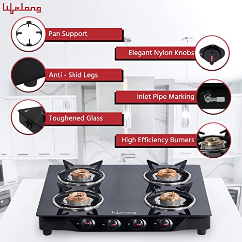 Lifelong Glass Top Gas Stove