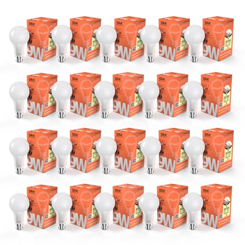 GM GEO 9 Watt LED BULB, 6500K White Cool Day Light Bulb Pack of 20