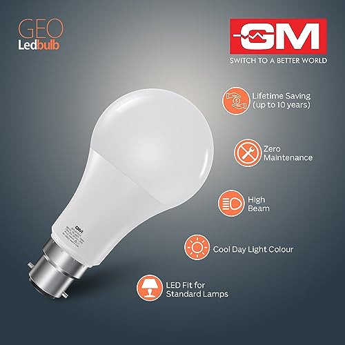 GM GEO 9 Watt LED BULB, 6500K White Cool Day Light Bulb Pack of 20 - Image 4