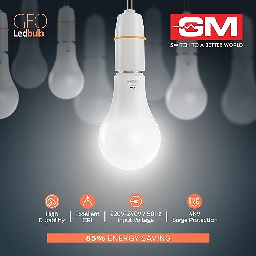 GM GEO 9 Watt LED BULB, 6500K White Cool Day Light Bulb Pack of 20 - Image 7