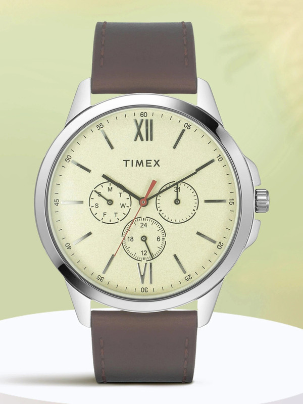 TIMEX Round 45mm Beige Dial Analog Watch - For Men