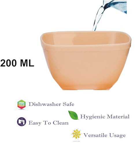 Somil Multipurpose Bowl, Plastic, Pack Of 12, Square, Beige, 100 Ml - Image 4