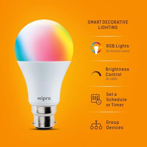 wipro 9W B22 LED Multicolor WiFi Smart Bulb, (NS9200) - Image 5
