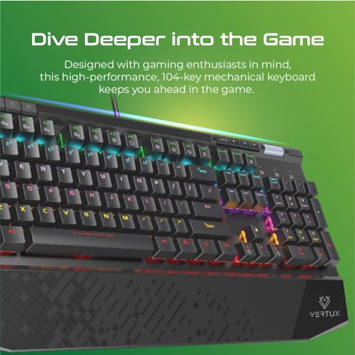 Vertux Gaming Keyboard, Ergonomic USB