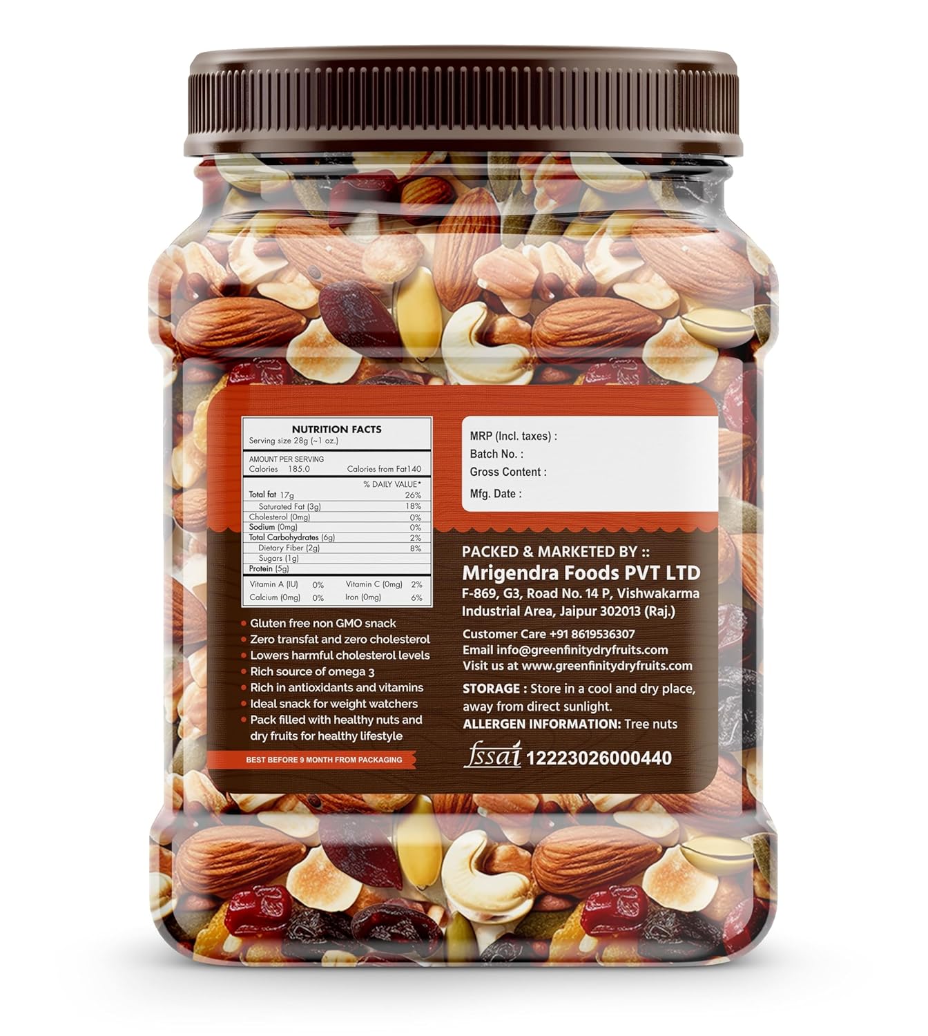 PrettyNutty Healthy Nutmix 1kg, Dried