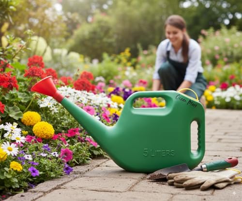Watering Can - Green (5L) | Garden Water Can with Built-in Sprayer - Image 3
