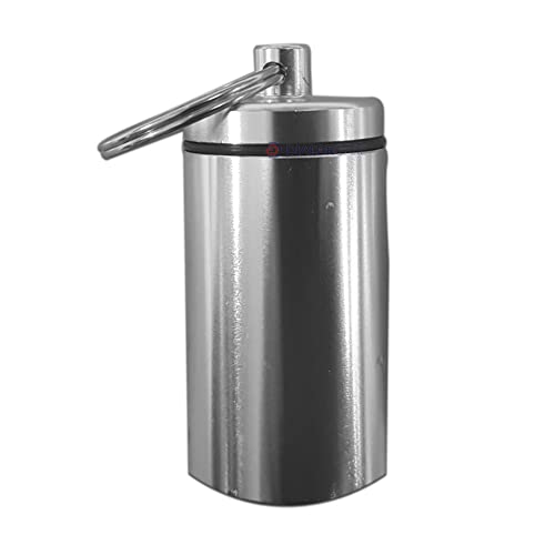Keychain Pill Case Holder for Outdoor Travel Camping Daily Use (SILVER)