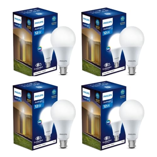 Philips Stellar Bright 12-Watt LED Bulb B22 Base (Crystal White, Pack of 4)